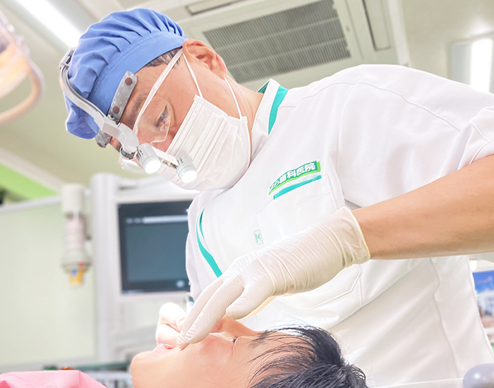 八王子市大和田町の歯医者、はら歯科医院の拡大鏡を用いた精密審美治療